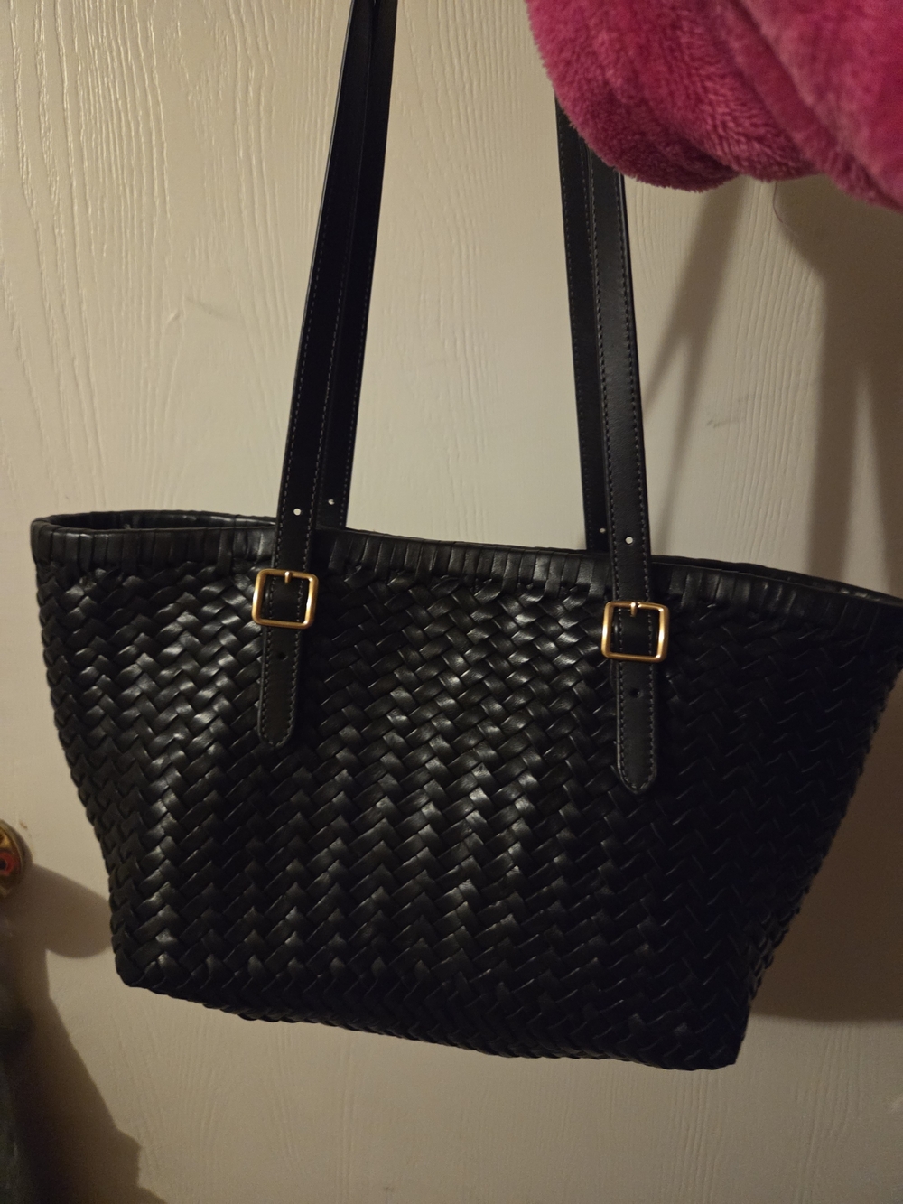 Coach Black Woven Tote with Gold Hardware - Picture 2 of 3